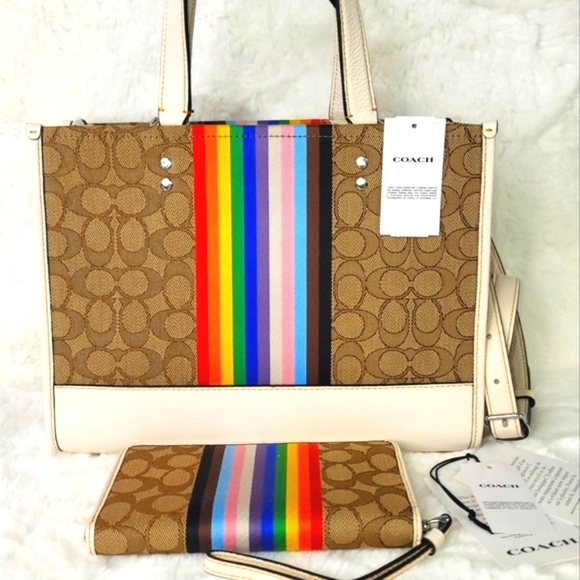 3 PCS COACH SET Handbag Purse Bag Shoulder Bag Wallet Wallet Charm NWT Matching - Picture 2 of 15